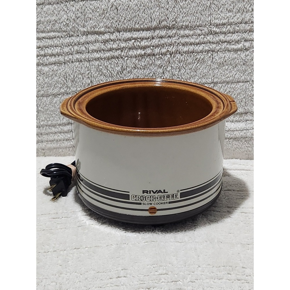 Vintage Rival Crock-Ette 1 Quart Slow Cooker Stoneware Crock Pot 3205‎ *No Lid*